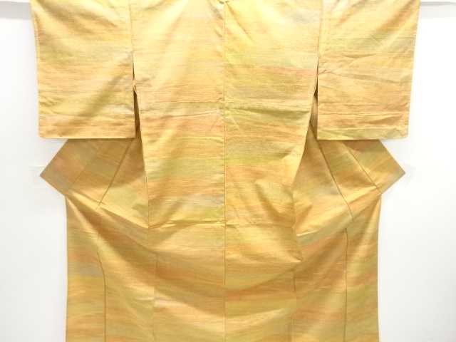 未使用品　横段織り出し手織り紬単衣着物